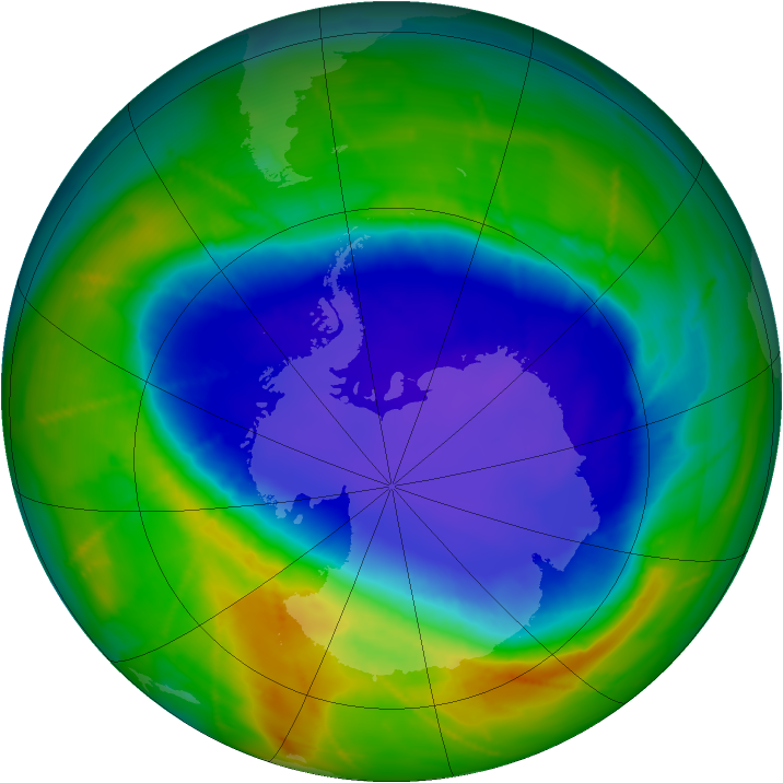 Antarctic ozone map for 16 October 2010